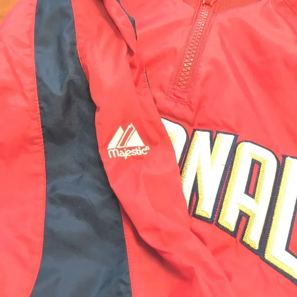 Majestic Washington Nationals Pullover Windbreaker Warm Up Jacket Sz Youth Small